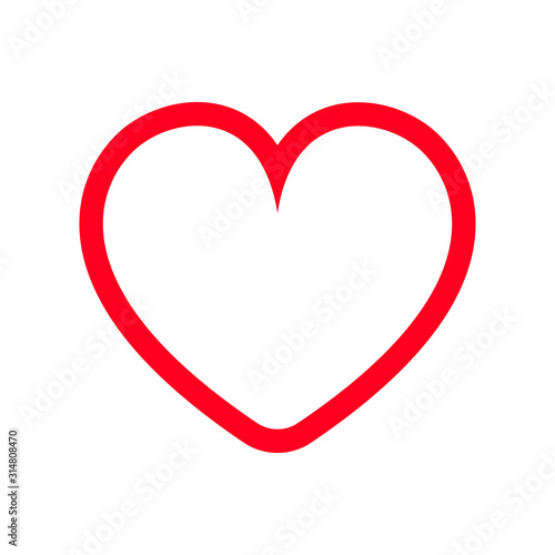 Simple line love rounded red heart icon.