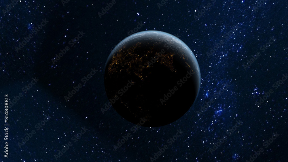 3D scene Earth globe with atmosphere and clouds from the space with sun light effects used NASA Earth images textures 3D scene Earth globe with atmosphere and clouds from the space with sun light effects used NASA Earth images textures
