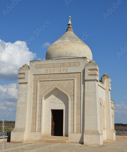 Mausoleum of the Kazakh folk musician Kurmangazy Sagyrbaev in the village of Altynzhar, Astrakhan region, Russia photo