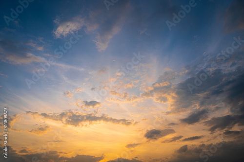 Sunset sky for background sunrise sky and cloud at morning nature for design art work.