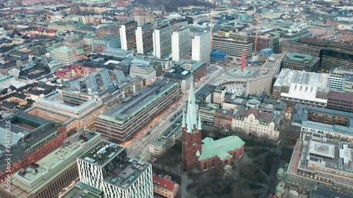 Aerial view directly above the city center in Stockholm, Sweden photo