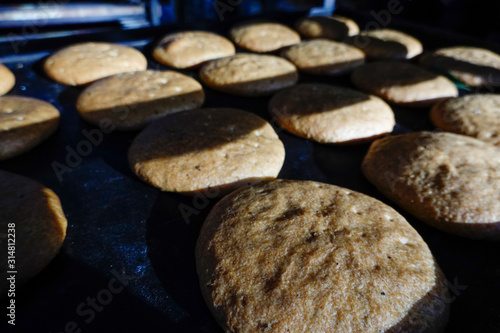 Cairo, Egypt, Fresh bread at a bakery in the Dokki neighbourhood. photo