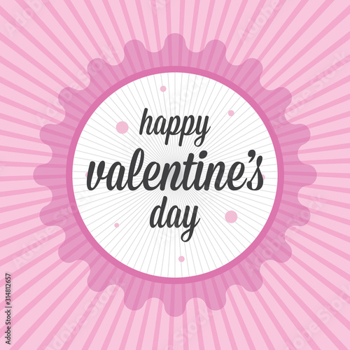 Happy Valentine's Day. Sunburst vintage circle texture. Romantic pink wallpaper. Retro design elements © vijay0401