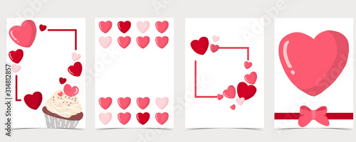 Collection of valentine’s day background set with heart,balloon.Editable vector illustration for website, invitation,postcard and sticker