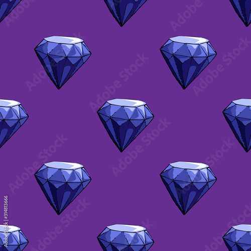 Seamless pattern of blue gem