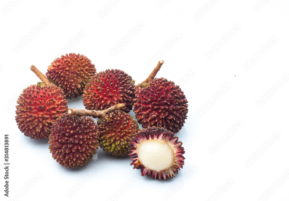 Pulasan or wild rambutan on isolated background Pulasan or wild rambutan on isolated background