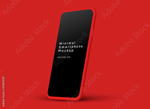 Minimalist modern red clay mockup smartphones. Vector EPS.
