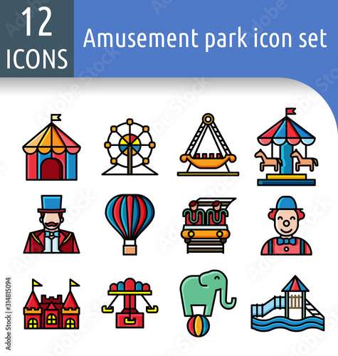 amusement park color  line icon