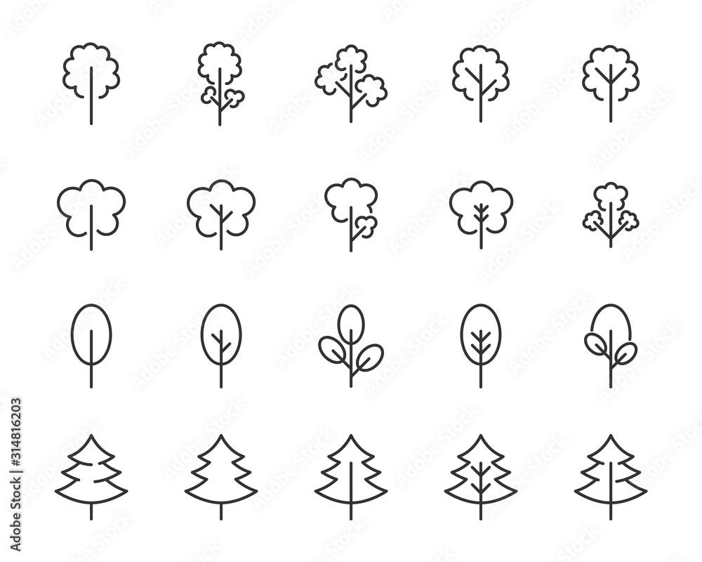 set of tree icons, forest, nature set of tree icons, forest, nature