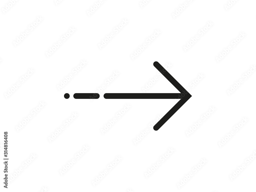 Arrow, dotted icon. Vector illustration, flat design. Arrow, dotted icon. Vector illustration, flat design.