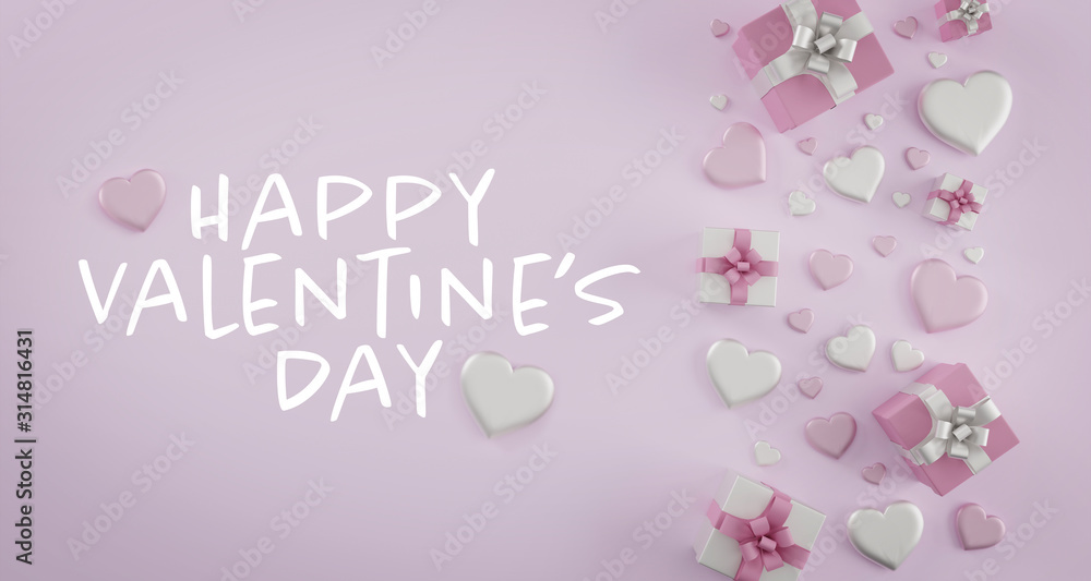 Valentine's day illustration with heart  - 3d rendering