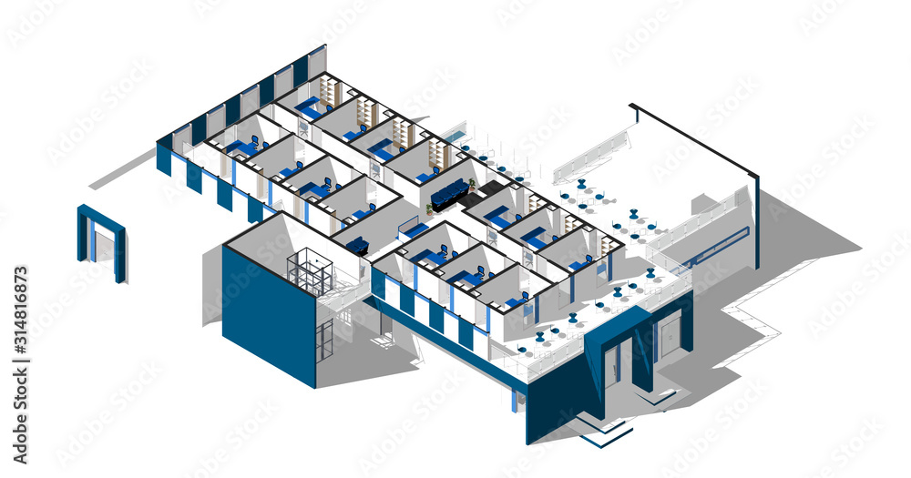 Isometric Architectural Projection - SJO 2 Upper Floor Isometric Architectural Projection - SJO 2 Upper Floor