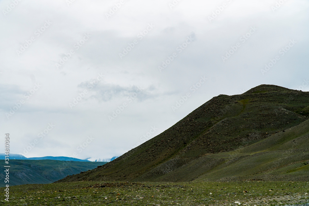 Background image of a mountain landscape. Russia, Siberia, Altai