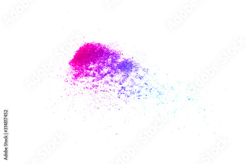 glitter powder and sand color splash or burst isolated on white