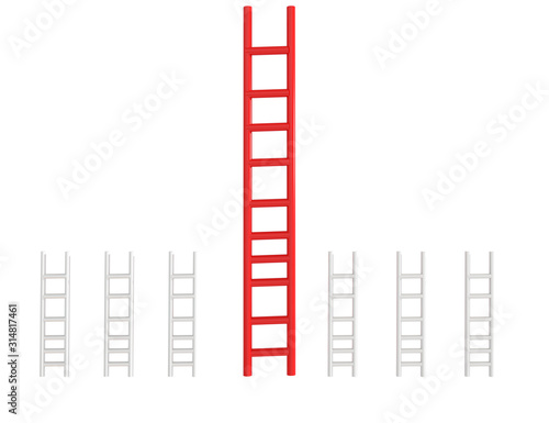 ladder competitive advantage isolated red and white - 3d rendering