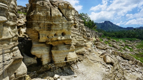 Beautiful cliffs in nature near the lake