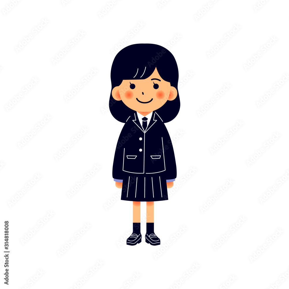 学生服の女の子 ネクタイブレザー Stock Vector Adobe Stock
