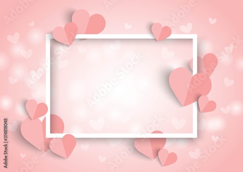Valentines day pink vector background with heart shape