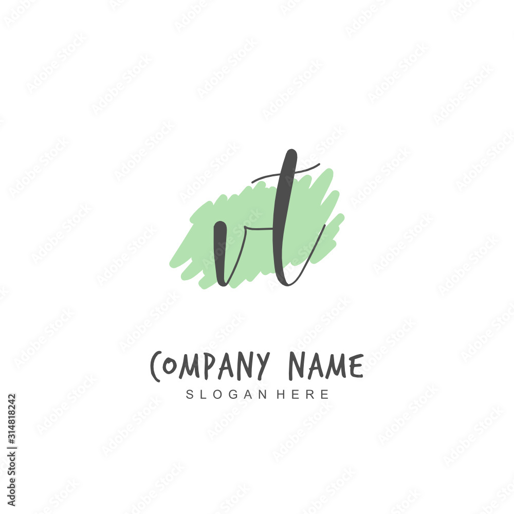 Handwritten initial letter V T VT for identity and logo. Vector logo template with handwriting and signature style. Handwritten initial letter V T VT for identity and logo. Vector logo template with handwriting and signature style.