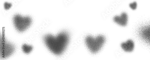 Dust hearts on white background