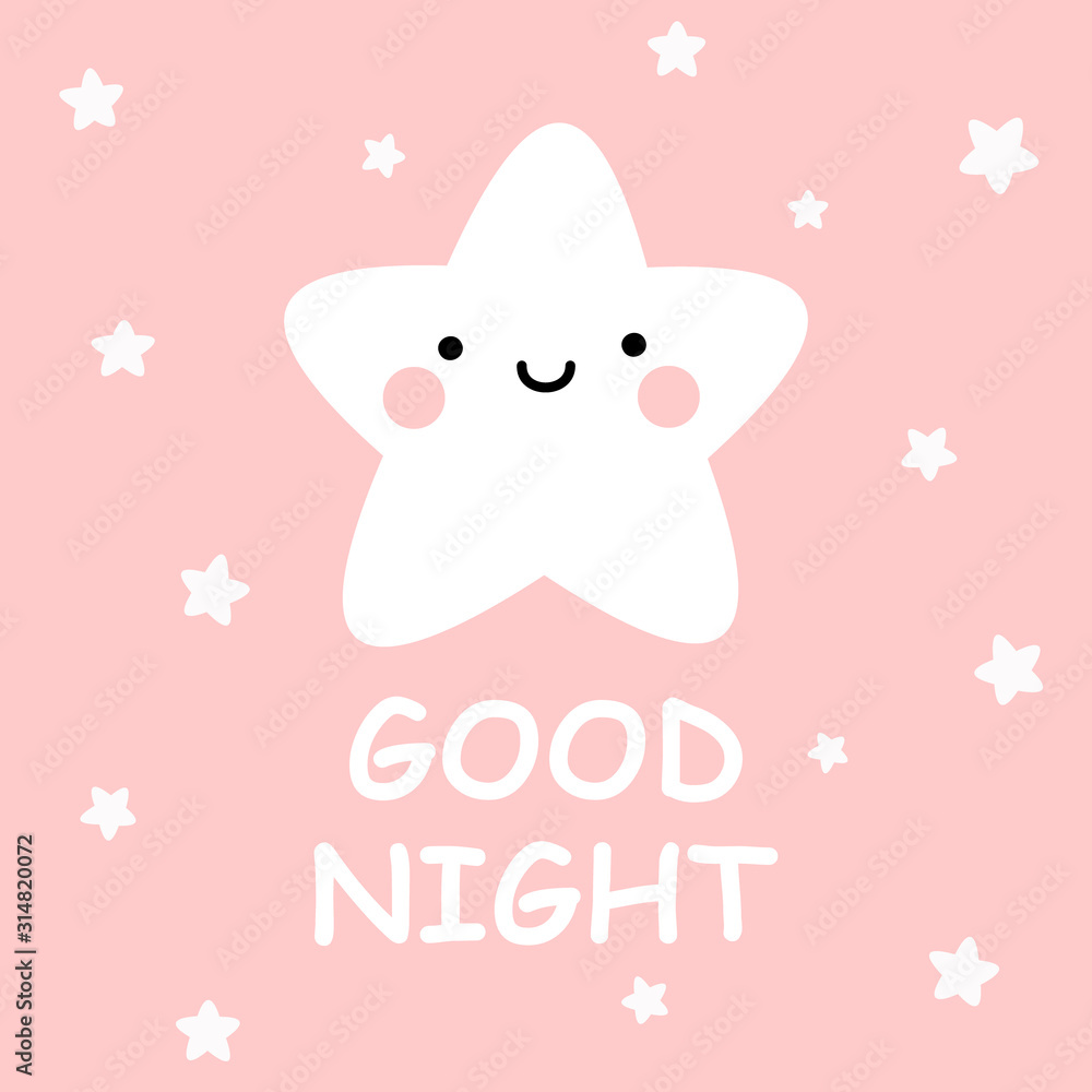 Cute vector good night card with cartoon stars