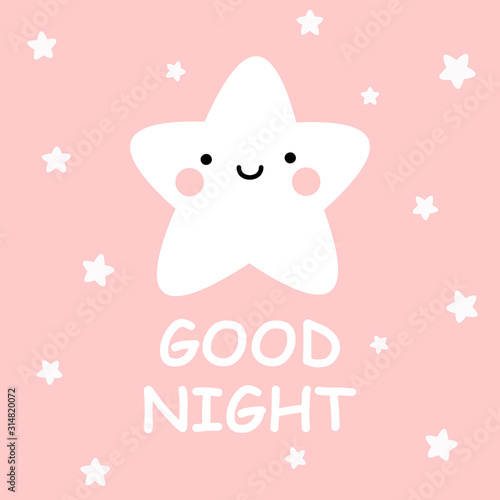 Cute vector good night card with cartoon stars