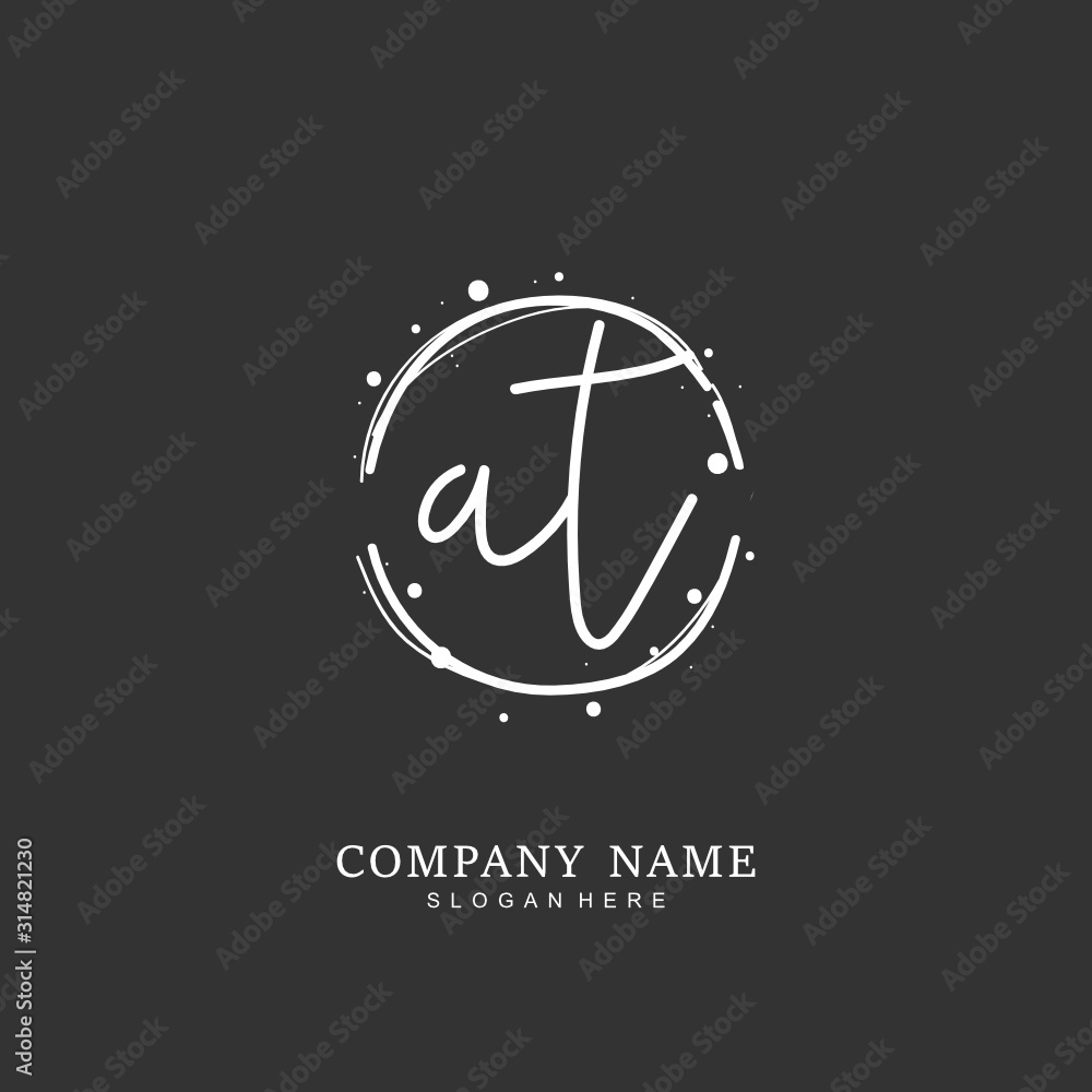 Handwritten initial letter A T AT for identity and logo. Vector logo template with handwriting and signature style. Handwritten initial letter A T AT for identity and logo. Vector logo template with handwriting and signature style.