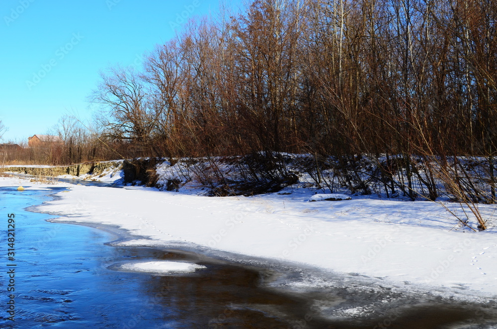 Winter landscape with the river and in frosty day Winter landscape with the river and in frosty day