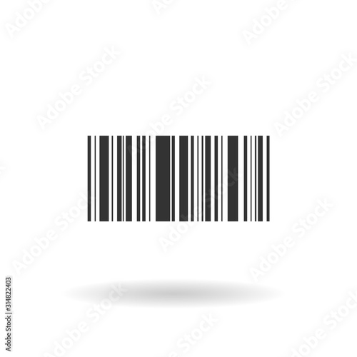 Realistic bar code icon. A modern simple flat barcode. Marketing  the concept of the Internet. Fashionable vector sign of a market trademark for website design  mobile application. Bar code logo eps 1