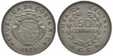 Costa-Rica Costa-Rican coin 50 fifty centimos 1975, shield with sailing ship in front of mountains, date below, denomination within wreath