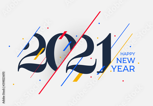 2021 Happy New Year design template. Logo Design for calendar, poster, banner, greeting cards or print. Brochure template vector illustration. Isolated on white background.