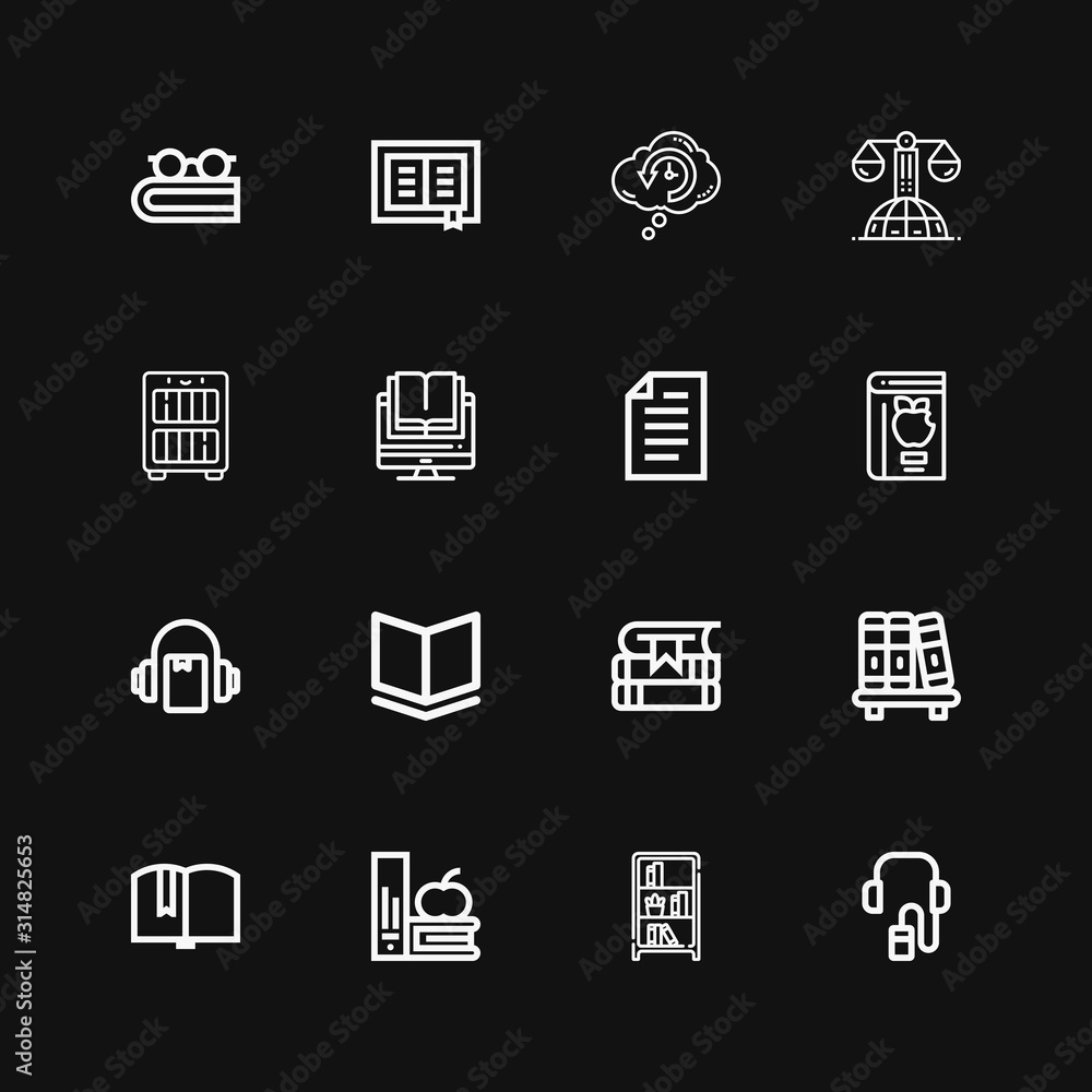 Fototapeta premium Editable 16 textbook icons for web and mobile