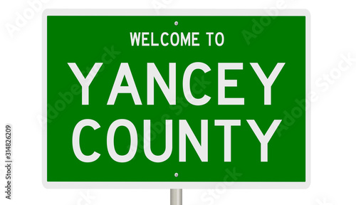 Rendering of a green 3d highway sign for Yancey County photo