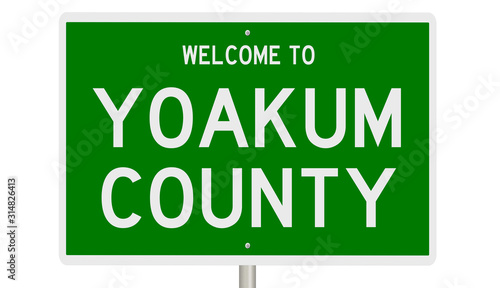 Rendering of a green 3d highway sign for Yoakum County photo