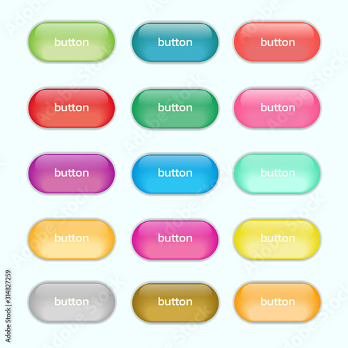 Web glossy buttons.Colorful set of web buttons vector design.
