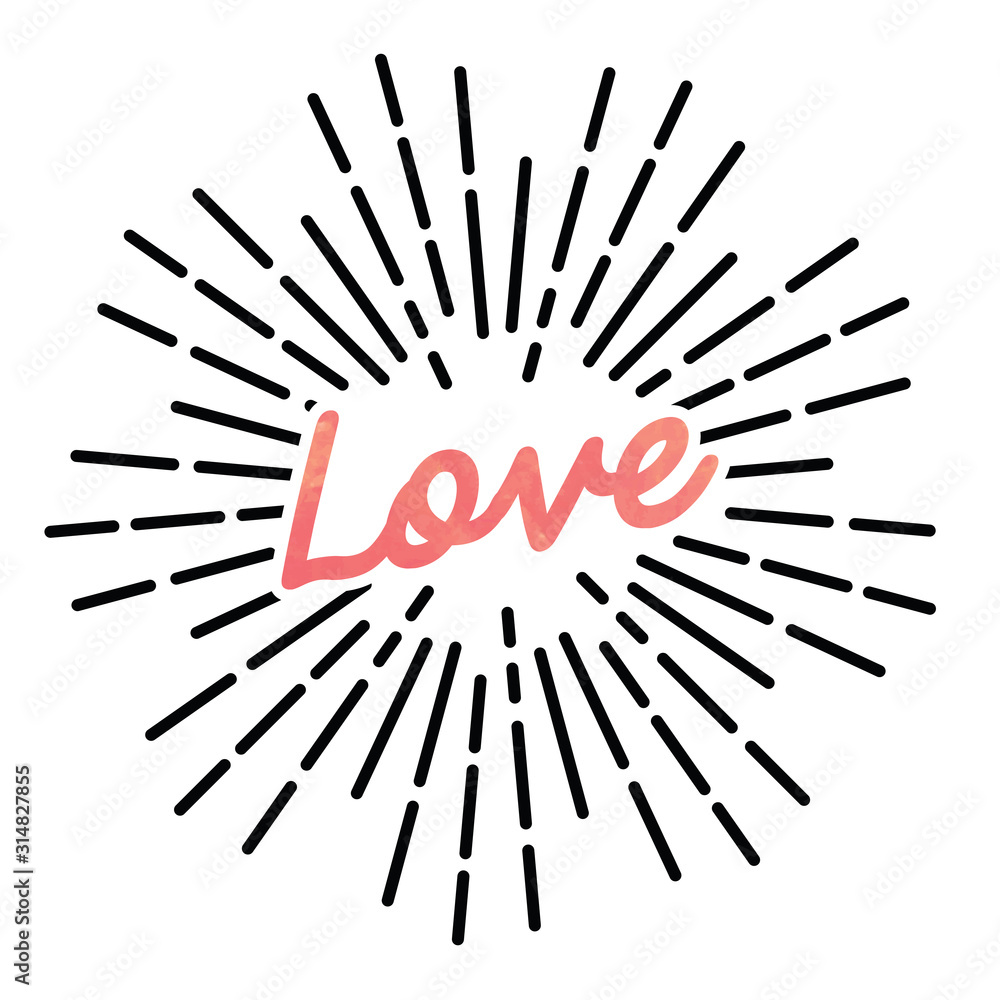 Obraz premium love calligraphy with light rays