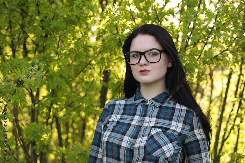 A girl travels the summer in the country A girl travels the summer in the country