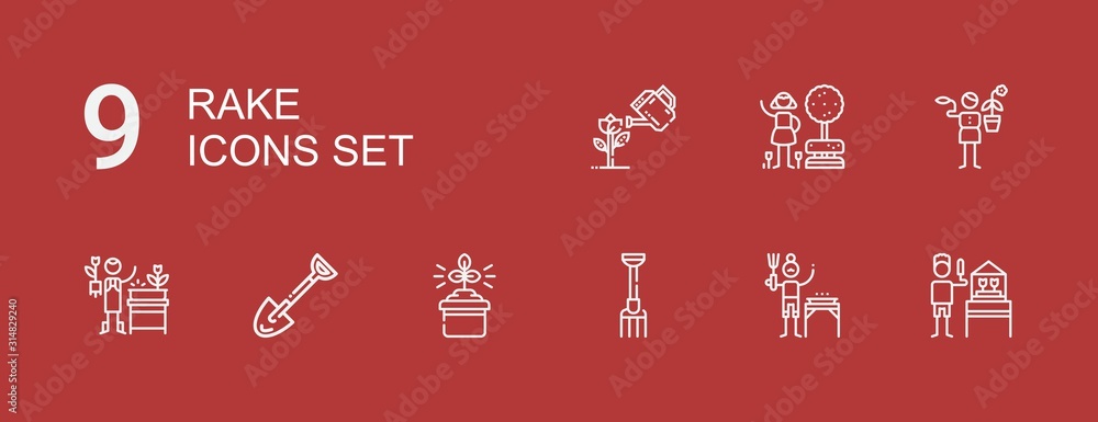 Editable 9 rake icons for web and mobile Editable 9 rake icons for web and mobile