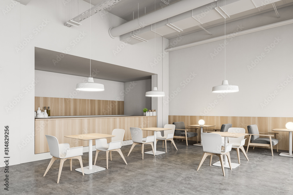 White and wooden Industrial style pub corner White and wooden Industrial style pub corner