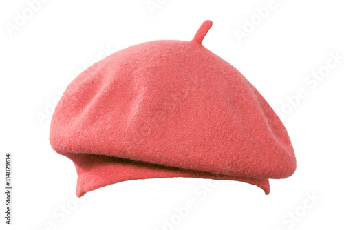 red beret French side view. white background