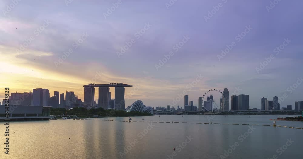 4K Time lapse - Panoramic views of urban skyline and cityscape at sunset in Singapore. 4K Time lapse - Panoramic views of urban skyline and cityscape at sunset in Singapore.