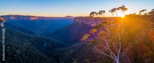 Landscape Sunrise of Blue Mountains, Sydney, Australia photo
