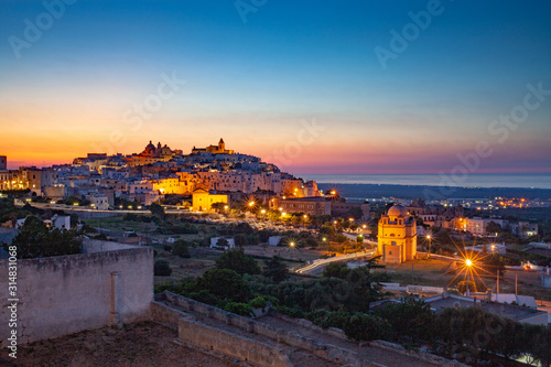 night city view of Ostuni Apulia Italy