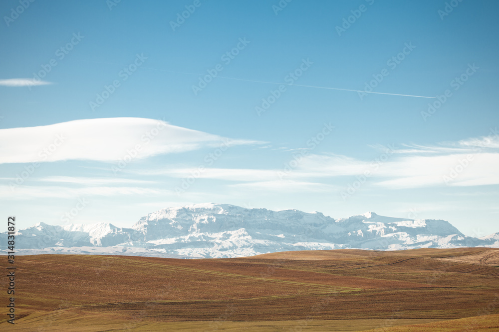 View of the alps in summer on a clear sunny day.