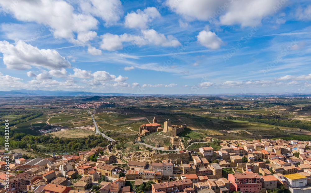 Aerial view of San Vicente de la Sonsierra village in La Rioja province in Spain