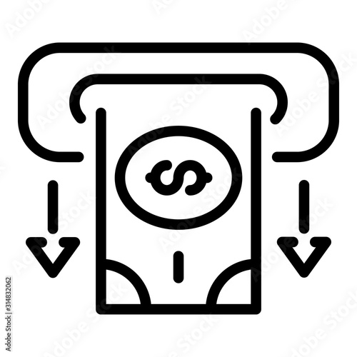 Cash atm out icon. Outline cash atm out vector icon for web design isolated on white background