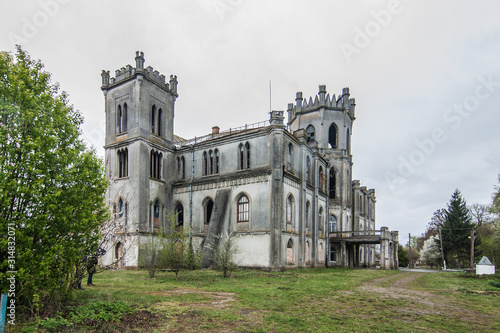 Tereschenko Palace in neogothic style. Chervone, Zhytomyr oblast, Ukraine