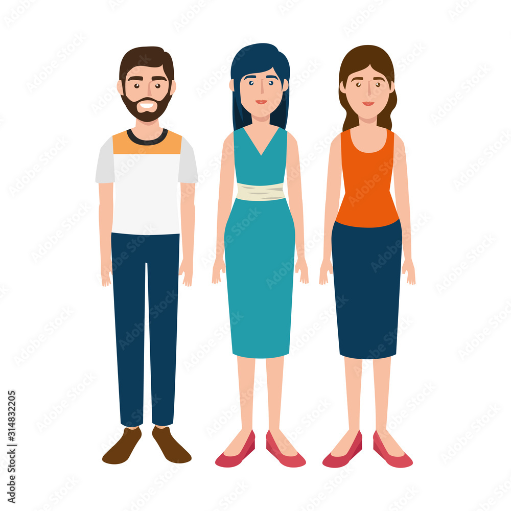 Fototapeta premium group of young people avatar characters vector illustration design