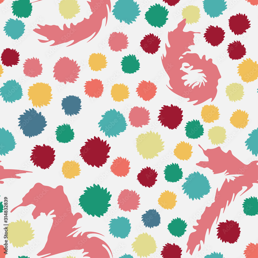 Obraz premium Cartoon illustration fluffy circles numeral multicolor seamless pattern