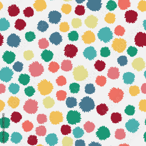 Fluffy circles multicolor seamless pattern
